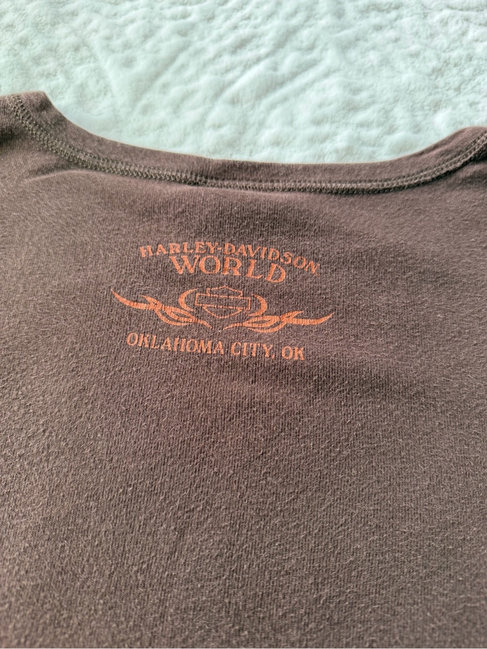 Harley-Davidson Women’s Brown Rhinestone Eagle Long Sleeve Graphic Tee | Size W1 - Picture 10 of 10